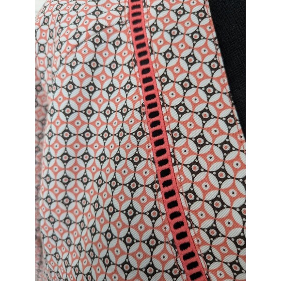 Lands' End Wrinkle Free Top Women's 14-16 L/T Orange Blue Tile Geo Coastal Prep - Picture 4 of 13